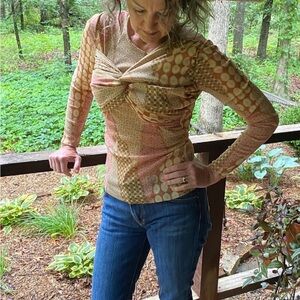 Sheer Mesh Twist Front Top- Sz Small